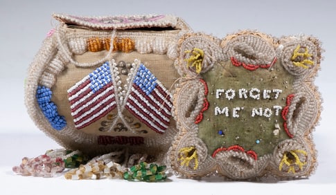 NATIVE AMERICAN BEADED PURSE & PIN CUSHION