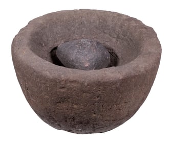 LARGE NATIVE AMERICAN STONE MORTAR
