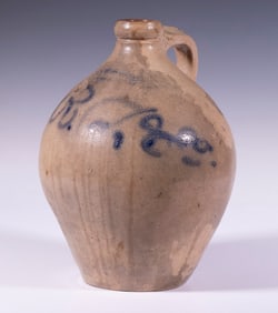 R. THOMPSON, GARDINER, ME OVOID STONEWARE JUG