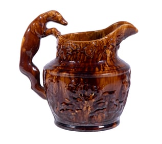 HARKER, TAYLOR & CO. ROCKINGHAM HOUND HANDLE PITCHER