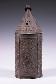 ANTIQUE PIERCED TIN LANTERN