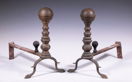 PR BRASS CANNONBALL ANDIRONS