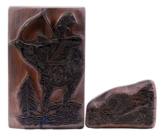 (2) 19TH C. TEXTILE PRINTING BLOCKS