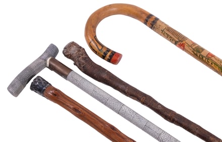 (4) ASSORTED WALKING STICKS