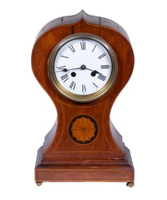 INLAID MAHOGANY MANTEL CLOCK