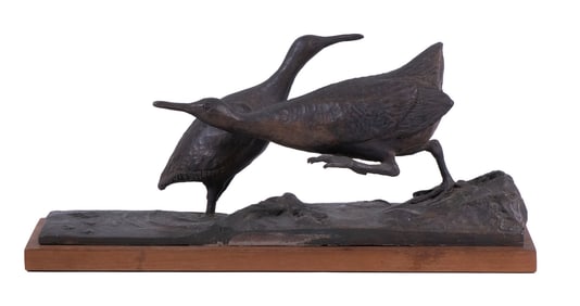 BRONZE FINISHED RESIN SCULPTURE OF BIRDS