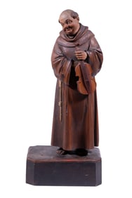 ITALIAN ALPINE SCULPTURE OF MONK WITH VIOLIN