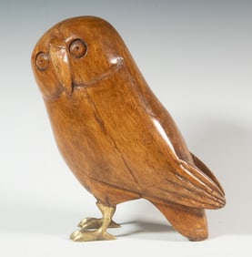 WOODEN OWL SCULPTURE