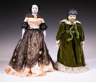 (2) VICTORIAN CHINA HEAD DOLLS