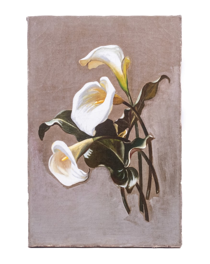 LATE 19TH C. OIL OF CALLA LILIES, UNFRAMED (1 of 3)