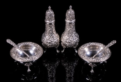 KIRK-STEIFF STERLING "ROSE" SALT & PEPPER SETS