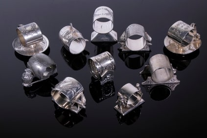 NOVELTY SILVER-PLATED NAPKIN RING COLLECTION