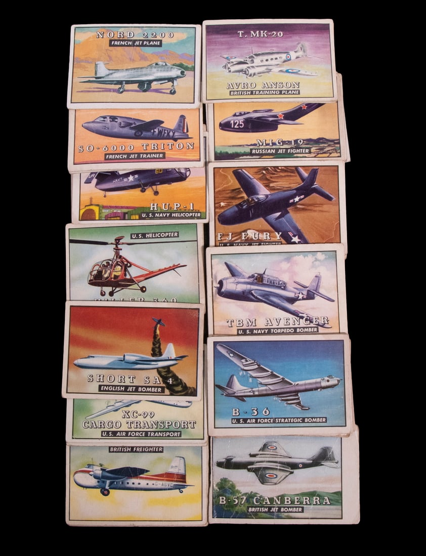 (32) TCG 1952 "WINGS" CARDS: American, French and British Military Aircraft esp. early jets and helicopters.