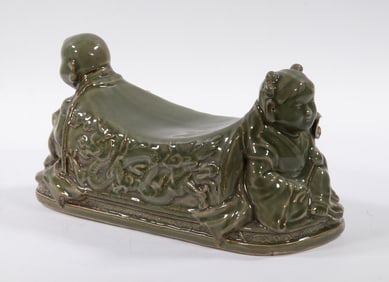 CHINESE FIGURAL CERAMIC PILLOW