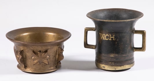(2) 17TH-18TH C. SMALL BRONZE MORTARS