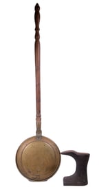 BRASS BEDWARMER & IRON SHOEMAKER'S ANVIL