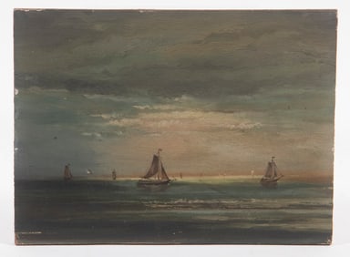 SMALL LATE 19TH C. MARINE PAINTING, UNSIGNED