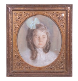 PASTEL PORTRAIT OF A GIRL CIRCA 1910, INITIALED W.V.S.