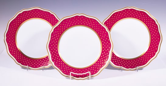 RAYNAUD CERALENE "MALMAISON CARDINAL" PATTERN PLATES