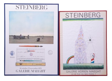 (2) FRAMED SAUL STEINBERG POSTERS