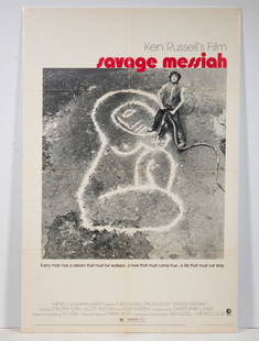 ORIGINAL BROADSIDE MOVIE POSTER: Ken Russell's Film "The Savage Messiah", 1970, starring Dorothy Tutin, Scott Anthony and Helen Mirren, an MGM Metrocolor release, tri-fold one sheet 41" x 27", shrinkwrapped over foam core. Very good