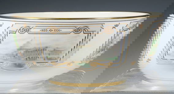 LENOX CHINA CONGRESSIONAL BOWL: Decorative China Bowl, commissioned in 1993 to celebrate the Bicentennial of the U.S. Capitol building, with images of the Capitol and other key buildings that preceded it, 3 3/4" high, 8 1/4" diam.;