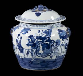 CHINESE BLUE & WHITE RICE JAR
