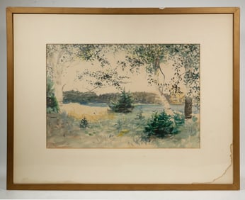 UNSIGNED 1930'S AMERICAN WATERCOLOR LANDSCAPE