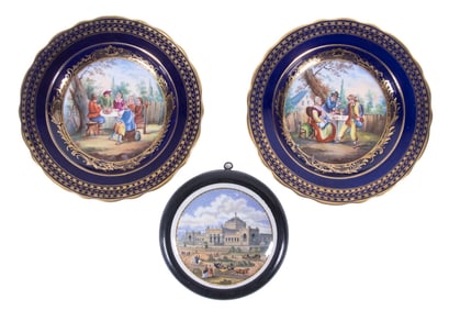 PR DRESDEN PORCELAIN PLATES & FRAMED POT LID
