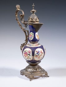 AUSTRIAN BRONZE MOUNTED PORCELAIN EWER