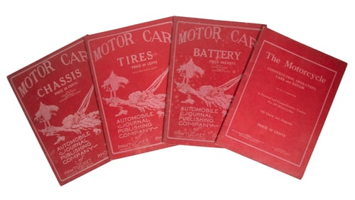 (4) RARE DATED 1912 AMERICAN HOW-TO HANDBOOKS ON MOTORCYCLES AND AUTOMOBILES, NO BRAND ASSOCIATION
