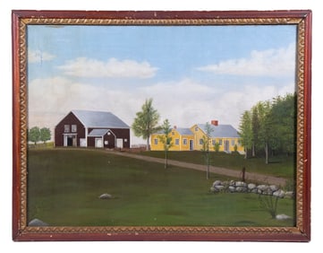 NAIVE MAINE HOMESTEAD PAINTING