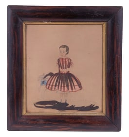 FEDERAL PERIOD WATERCOLOR PORTAIT OF A YOUNG BOY IN A DRESS