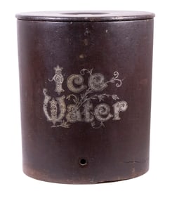 MOLDED WOOD FIBRE ICE WATER COOLER, CIRCA 1900