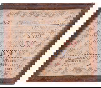 SAMPLER BY ELIZABETH BAYARD WASBORN, 1828