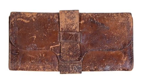 EARLY 19TH C. LEATHER FOLDING WALLET