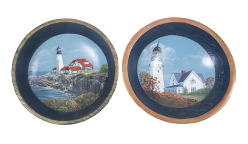 PR FOLK ART MAINE PAINTED BOWLS
