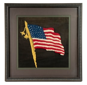 U. S. FLAG FRAMED CREWELWORK