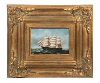 HAND PAINTED REPLICA OF 19TH C. SAILING SHIP