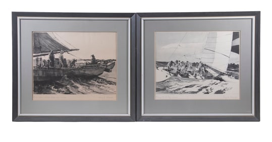 PAIR OF NAUTICAL PRINTS BY HENRY W. PEACOCK (20TH C. PA)