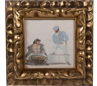SMALL STUDY OF SOLDIER WITH VENDOR, CIRCA 1840