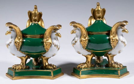 PR FRENCH PORCELAIN POTPOURRI URNS