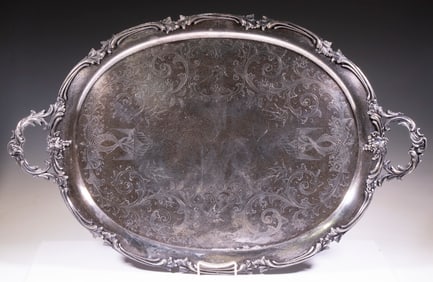 OVAL SILVER-PLATE SERVING TRAY