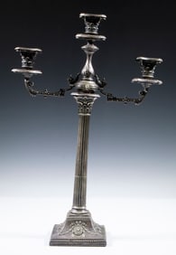 SILVER-PLATED THREE-ARM CANDELABRUM