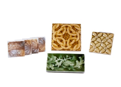 (7) GLAZED CERAMIC TILES BY PROVIDENTIAL TILE WORKS, TRENTON, NEW JERSEY, C. 1886–1893