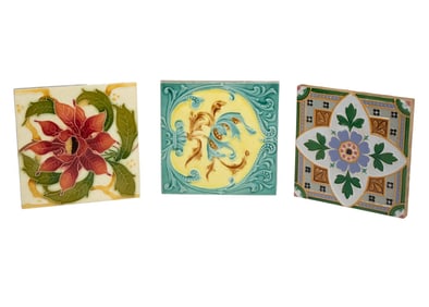 (3) BRITISH ART POTTERY TILES, C. 1885–1910