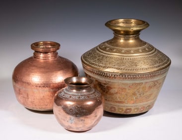 (3) INDO-PERSIAN COPPER JARS