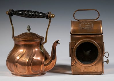 COPPER RAILROAD LANTERN & KETTLE