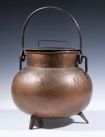 COPPER LIDDED CAULDRON