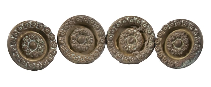 (4) 19TH C. BRASS ROSETTE FORM CURTAIN TIE-BACKS
